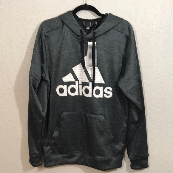 Adidas NWT Bos Matrix TI Heather Gray Insignia Hooded Pull-Over size M - Picture 1 of 11